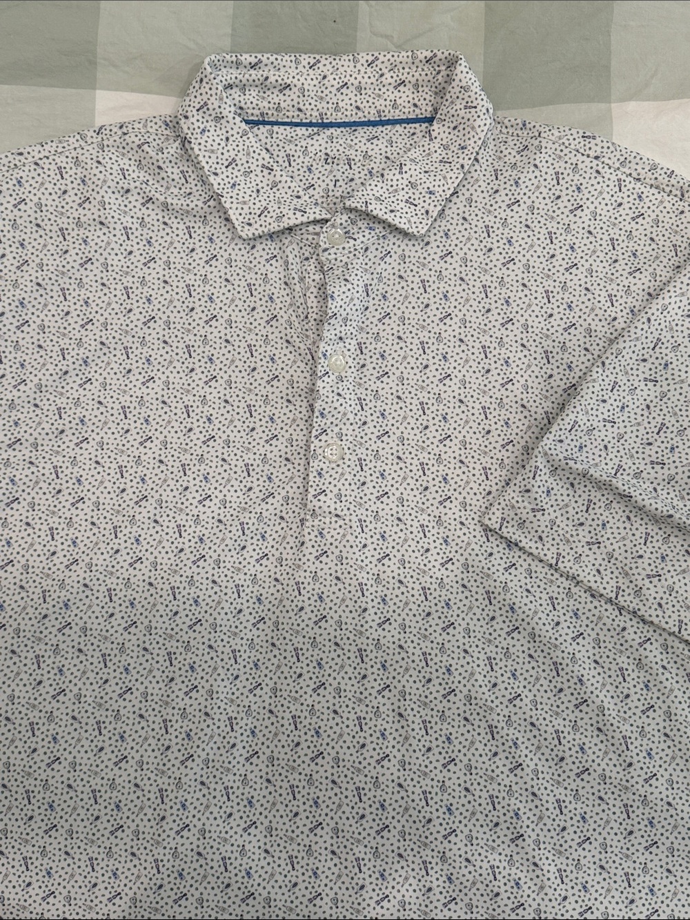 Men's White Short-Sleeve Polo with tequila Micro-Print